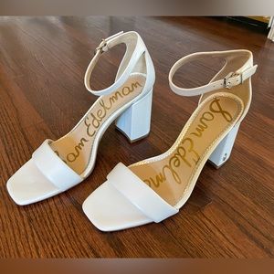 Sam Edelman: Daniella Strappy High-Heel Sandals in WHITE LEATHER (Size 8)